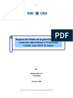 Rapport de L'étude Sur La Gouvernance de La Recherche Universitaire À L'université Cheikh Anta DIOP de Dakar