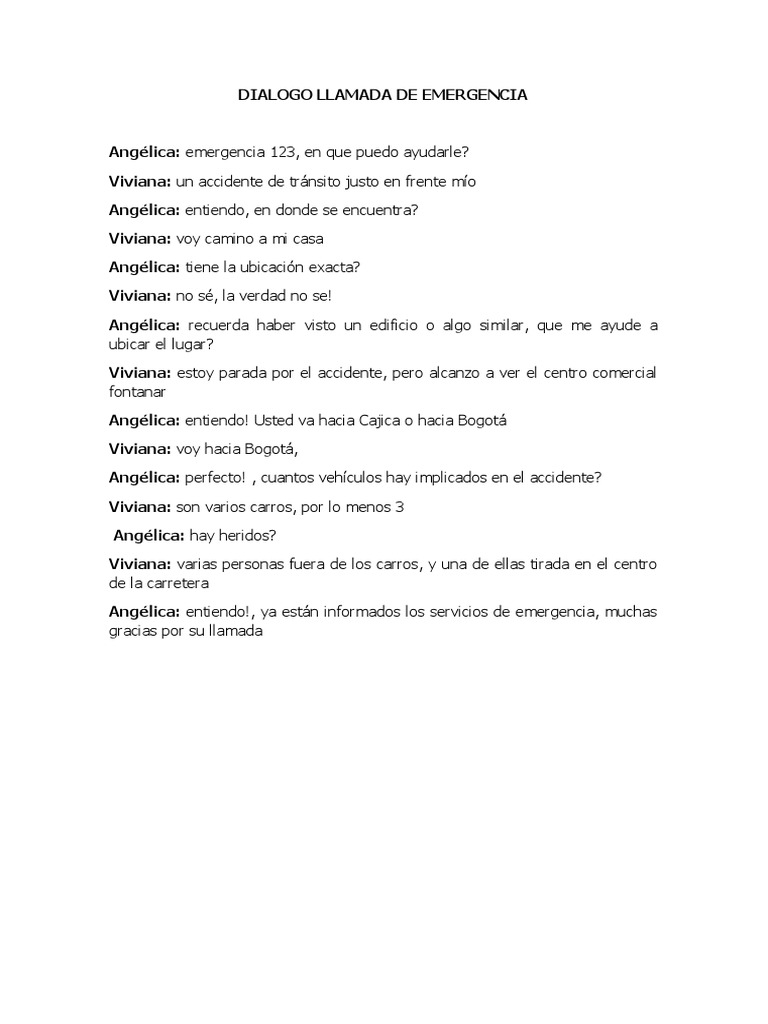 Diálogo de Llamada de Emergencia 911 | PDF