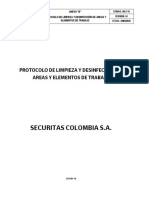 Protocolo de Limpieza y Desinfeccion de Areas y Elementos de Trabajo PDF