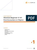 Absolute Beginner S1 #1 First Encounters in Filipino: Lesson Transcript