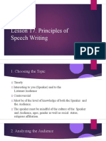 Lesson 17. Principles of Speech Writing