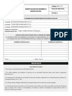 Formato Verificacion de Nombre o Razon Social PDF