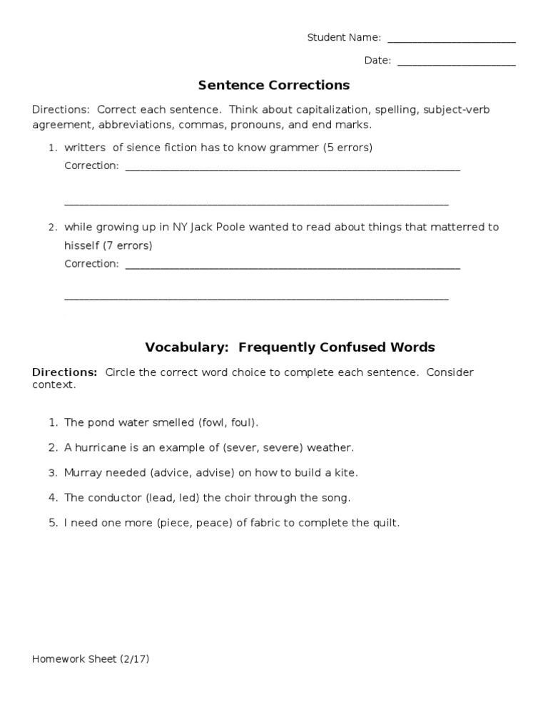 Sentence Correction and Vocabulary Practice | PDF | Career & Growth