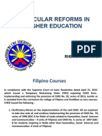 Curricular Reforms in Higher Education: Rhey D. Agcaoili