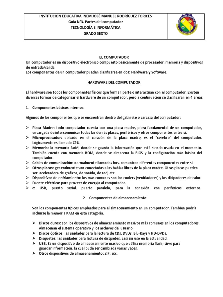 Guia 3 | PDF | Periférico | Hardware de la computadora