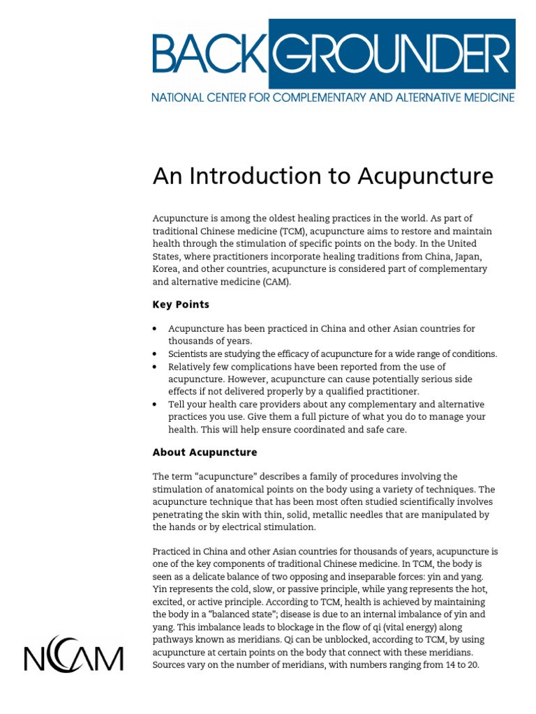 Introduction To Accupuncture | PDF | Acupuncture | Traditional Chinese ...