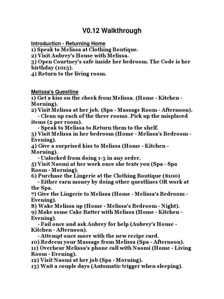 V0.12 Game Walkthrough Guide | PDF | Leisure