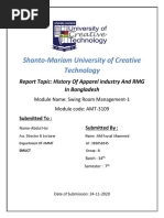 Shanto-Mariam University of Creative Technology: Report Topic: History of Apparel Industry and RMG in Bangladesh