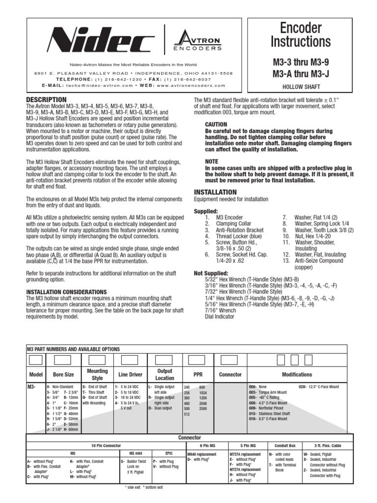 Encoder Instructions: M3-3 Thru M3-9 M3-A Thru M3-J | PDF | Electrical ...