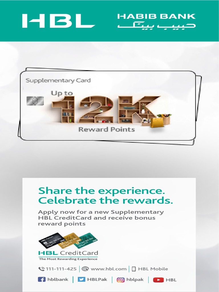 HBL Supplementary Card PDF Loyalty Program Credit Card