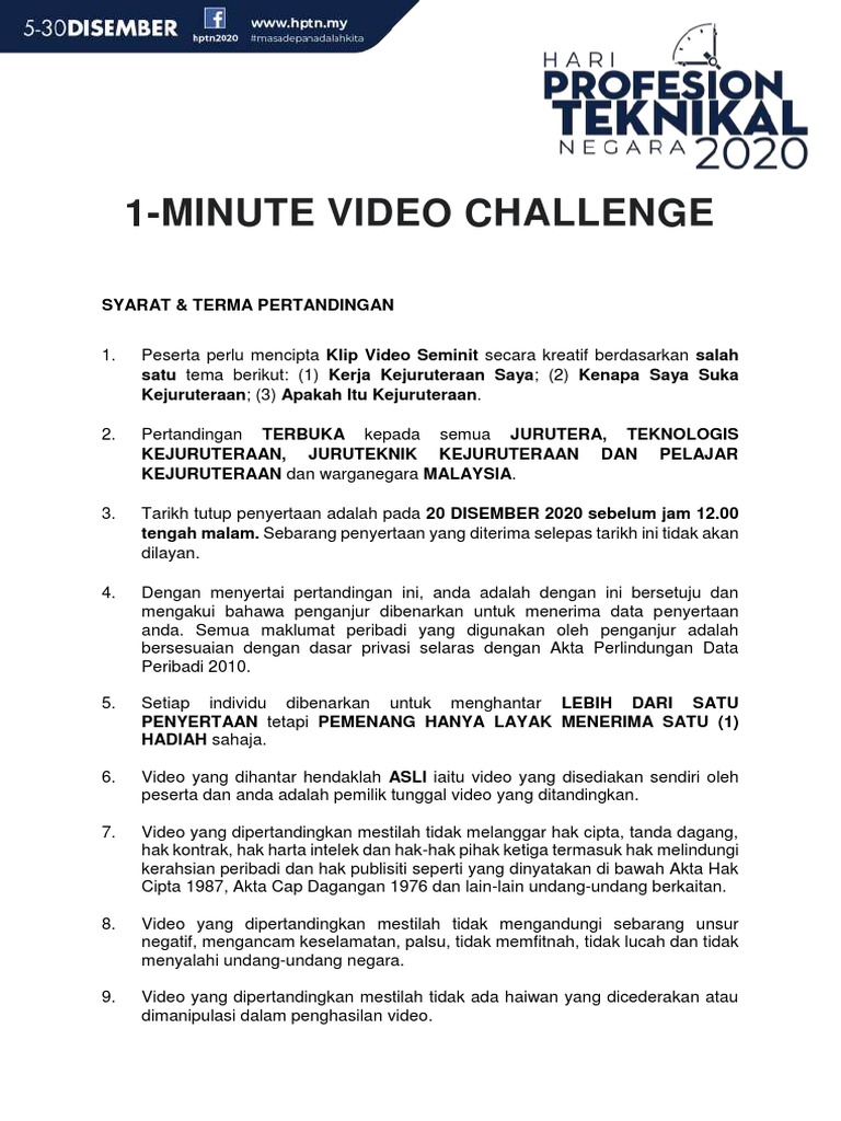 Pertandingan Video 1 Menit Kejuruteraan | PDF