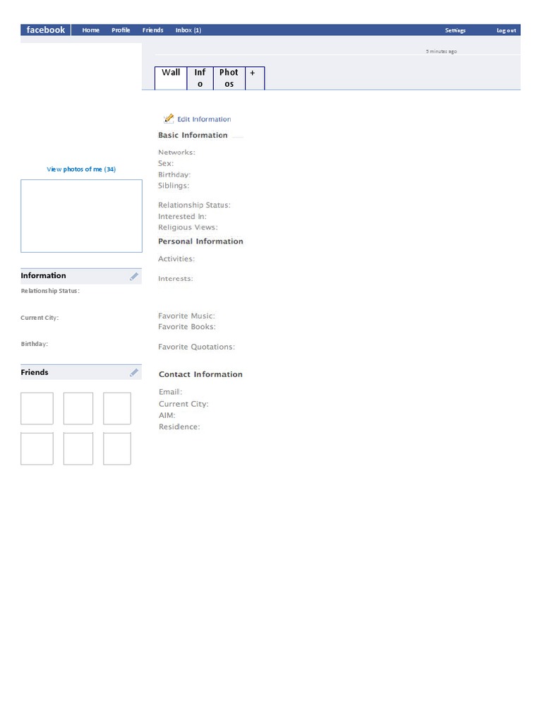 Facebook Info - Template | PDF