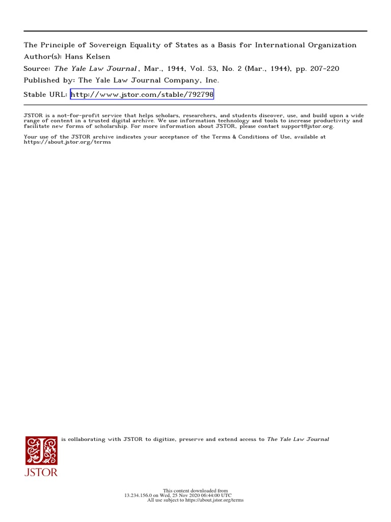 The Principle of Sovereign Equality of States As A Basis For ...