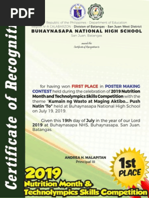 CERTIFICATE OF RECOGNITION