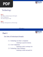 Technology: The Value of Technological Strength Core Competence The Technological Gap