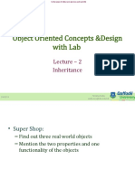 Object Oriented Concepts &design With Lab: Lecture - 2 Inheritance