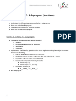 PW 3: Sub-Program (Functions) : UE 104 Introduction To Computer Science 1