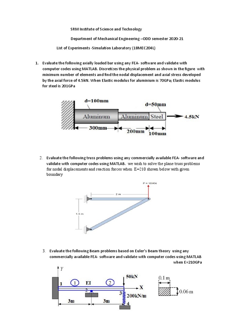 Mechanical Engineering FEA Lab Experiments | PDF | Finite Element ...