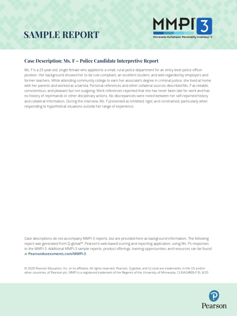 Sample Report Case Description Ms. F Police Candidate Interpretive Report Download Free