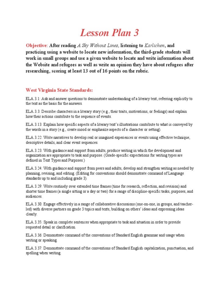Lesson Plan 3 Final 4 | PDF | Rubric (Academic) | Lesson Plan