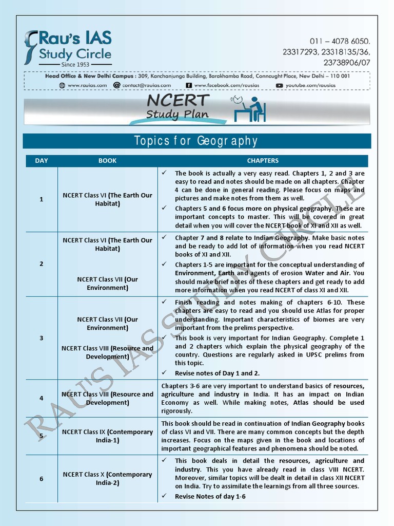 NCERT Geography Books for UPSC Prelims and Mains Preparation | PDF ...