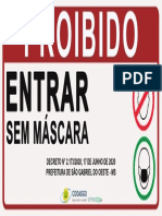 ARTE PLACA PROIBICAO ENTRADA SEM USO MASCARA ENTRADA