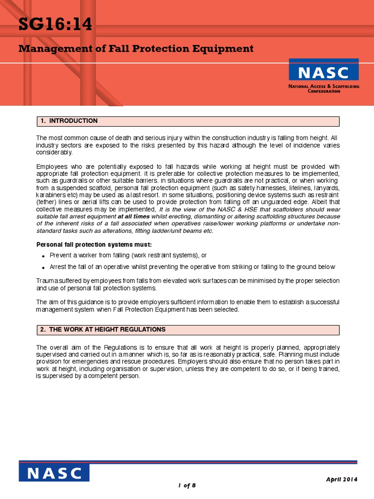 Fall Protection Equipment Management Guide | PDF | Safety | Nature