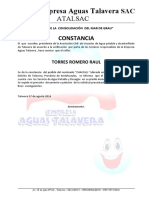 Certificación de servicios de agua Talavera