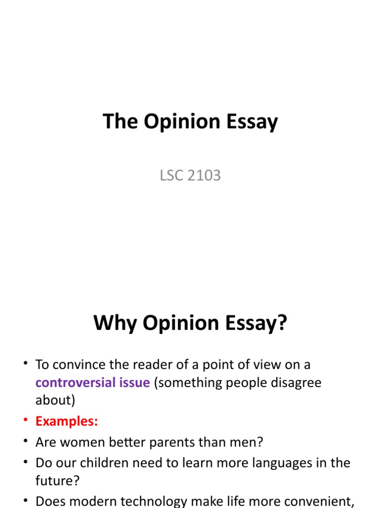 Opinion Essay Structure and Guide | PDF | Opinion | Essays