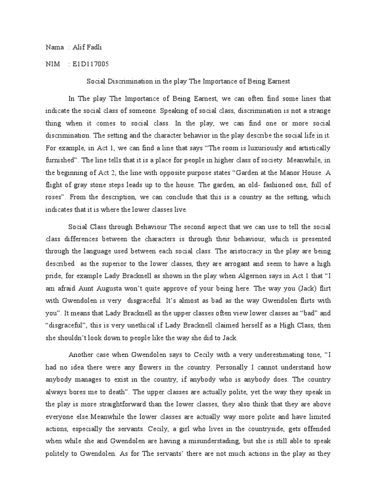 Final | PDF | The Importance Of Being Earnest