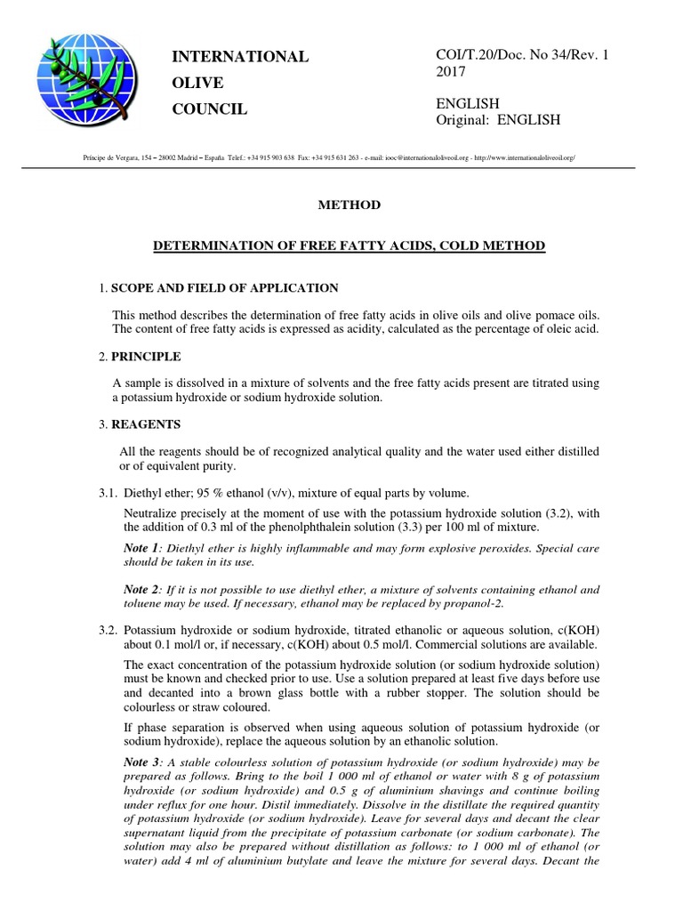 Coi T Doc No 34 Rev 1 17 Acidity Moa Titration Chemistry