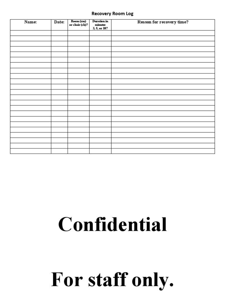 Recovery Room Log Template | PDF