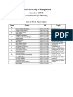 State University of Bangladesh: List of Paper Topics Grou P Name ID Topic