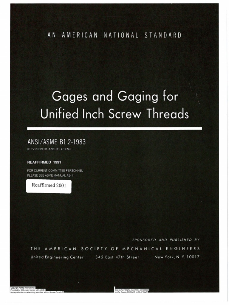 B×2 Asme B1.2 - 1983 PDF | PDF | Standardization | Screw