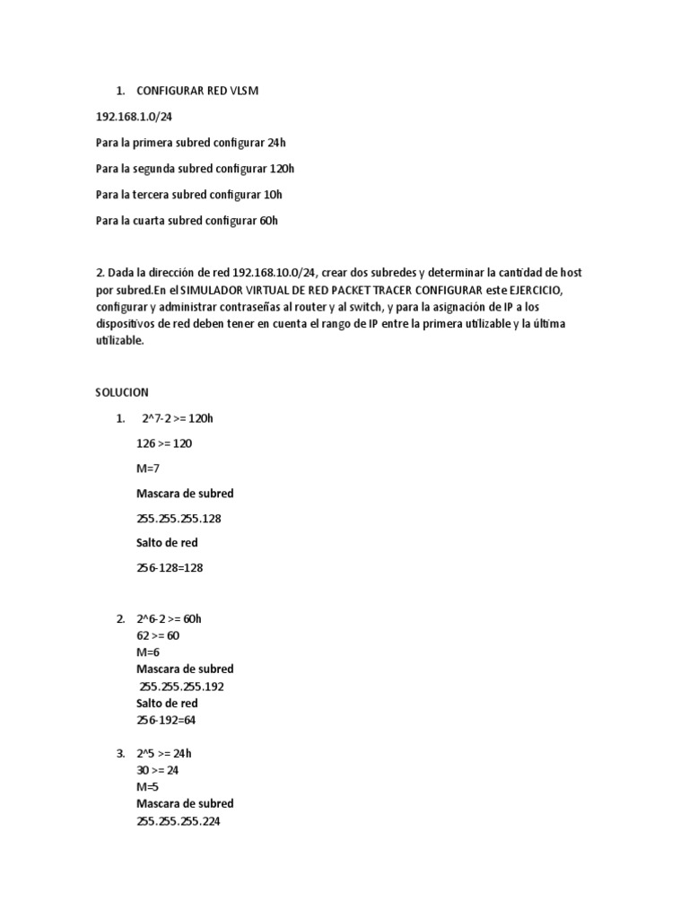 Configurar Red VLSM | PDF | Dirección IP | Protocolos de internet