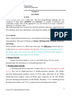 Java Basic 2.1 Data Representation in Java: Literals Are Entered Explicitly Into The Code