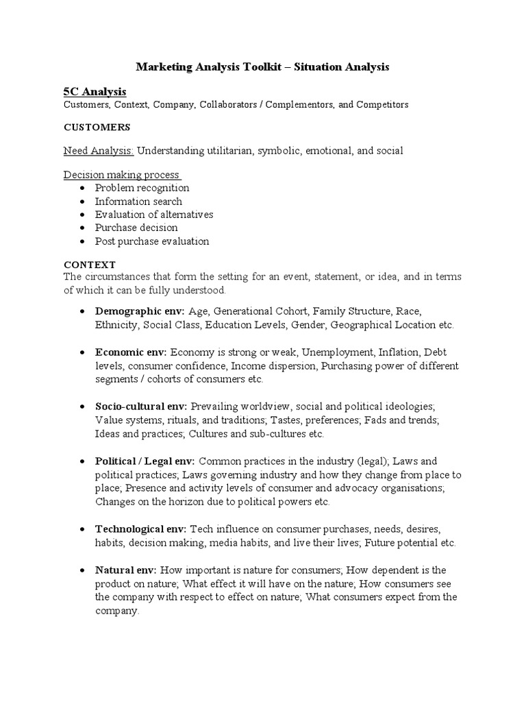 MKTG Analysis Toolkit - Situation Analysis - 26.8.2020 | PDF | Business Model | Marketing Strategy
