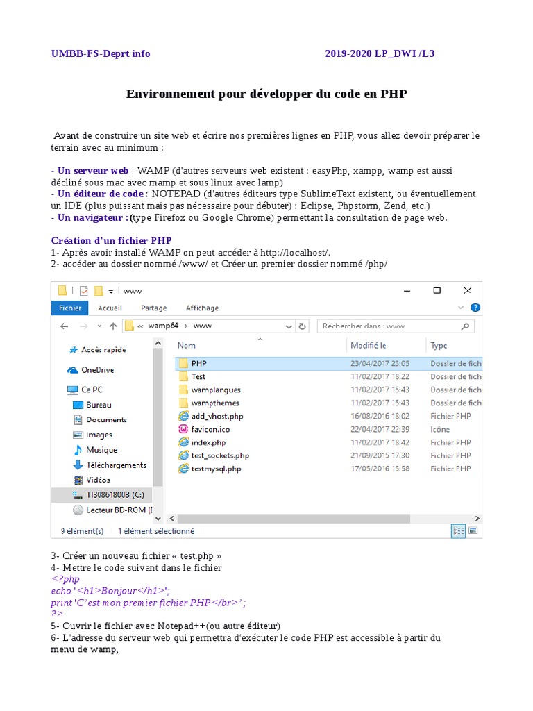 Débuter avec PHP : Guide pratique | PDF | PHP | Programmation web