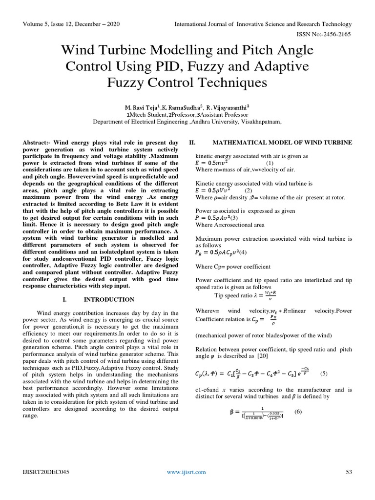 Wind Turbine Pitch Control Techniques | PDF | Control Theory | Turbine