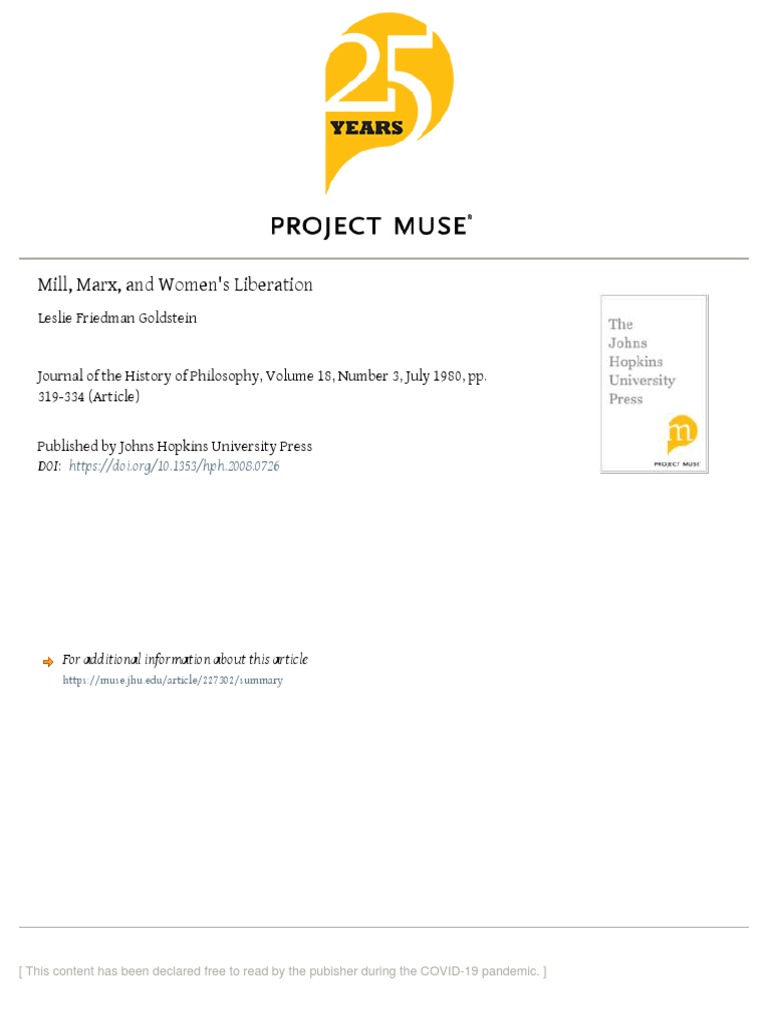 Mill, Marx, and Feminism Analysis | PDF | Egalitarianism | Justice