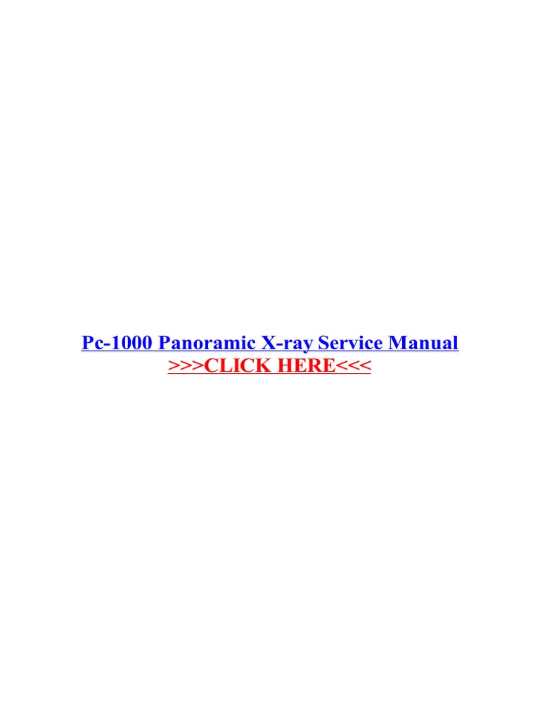 Pc1000 Panoramic XRay Service Manual PDF X Ray Personal Computers