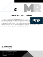 M.R. Industries: To Whom It May Concern