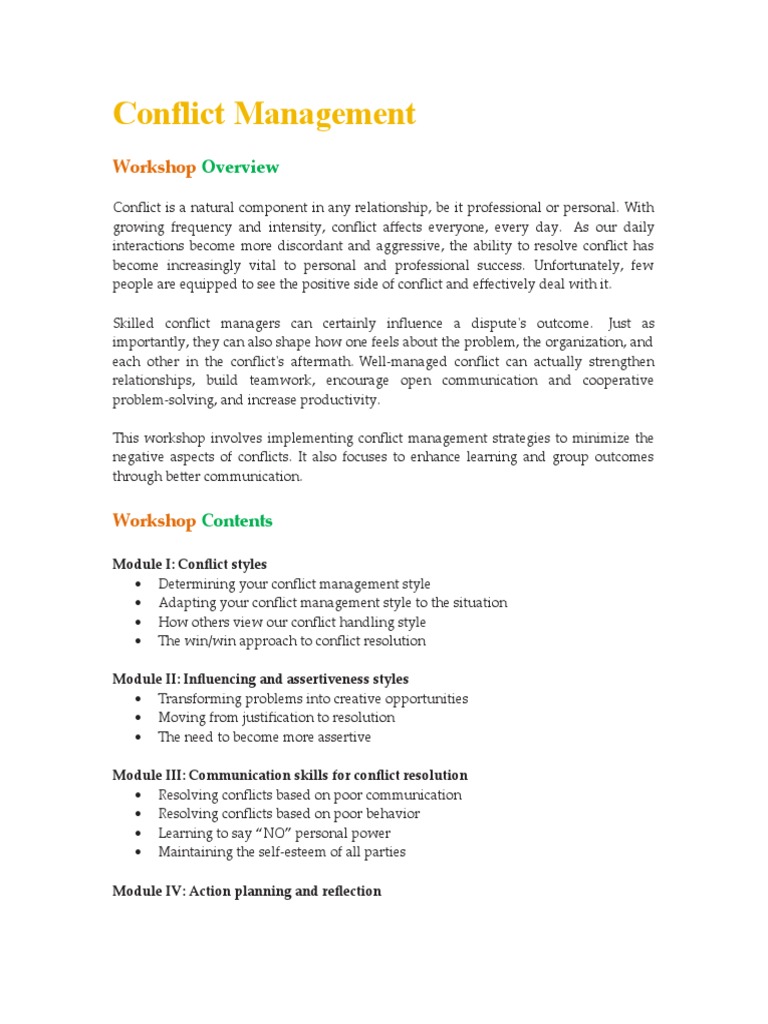 Conflict Management (New) | PDF | Conflict Resolution | Conflict (Process)