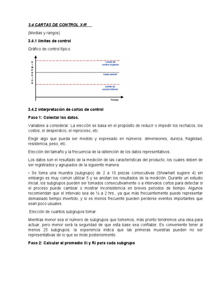 Cartas de Control X-R: Medias, rangos e interpretación | PDF ...