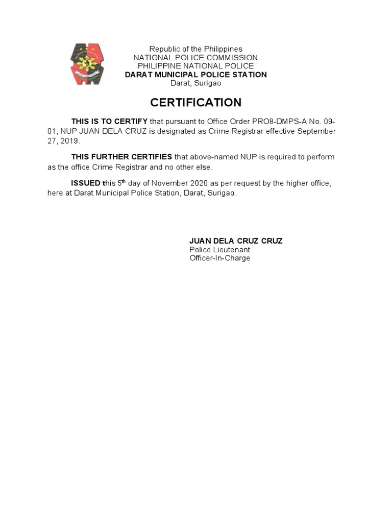 Certification Crime Reg | PDF