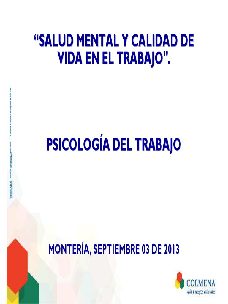 5 Salud Mental y Calidad de Vida en El Trabajo JCAM2013 PDF | PDF ...