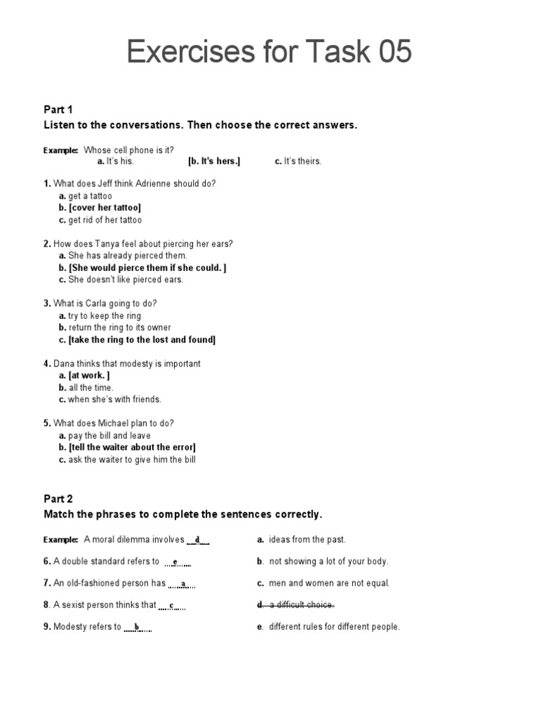 Listening and Values Exercises | PDF