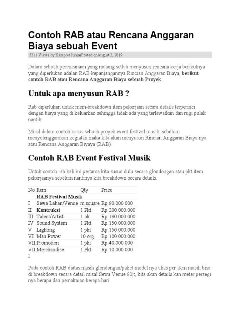 Contoh Rab Event Festival Musik