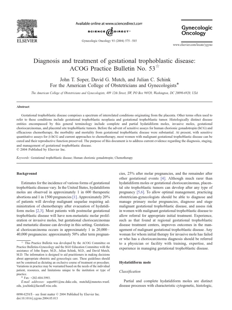 Gestational Trophoblastic Disease Guidelines | PDF | Human Chorionic ...