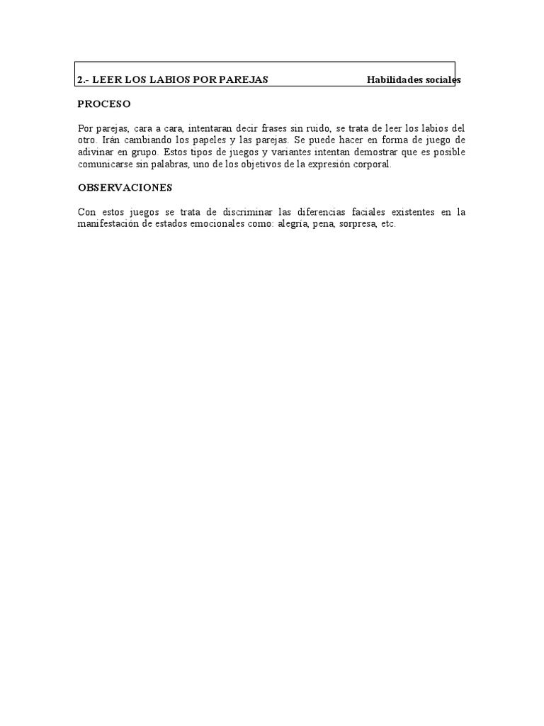 Leer los labios: juego de comunicación | PDF